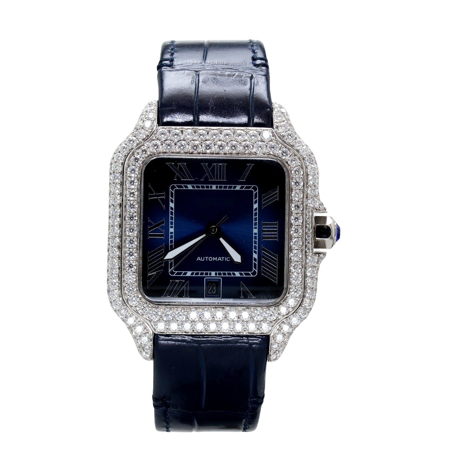 Luxury Square Dial And Leather Belt Diamond Watch-Men - Ulight Jewels