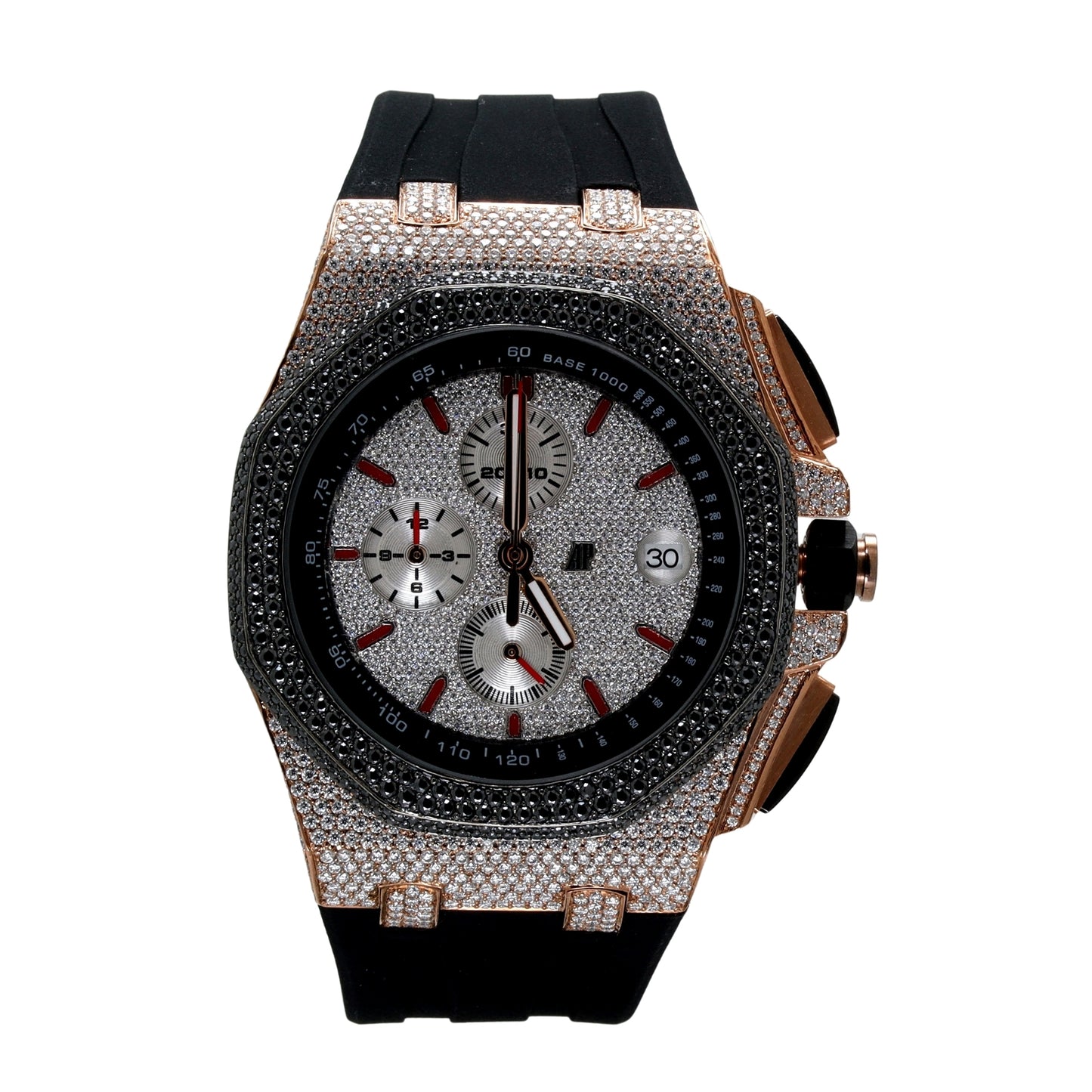 Luxury SS Black & Rose Plated Automatic Diamond Watch - Ulight Jewels
