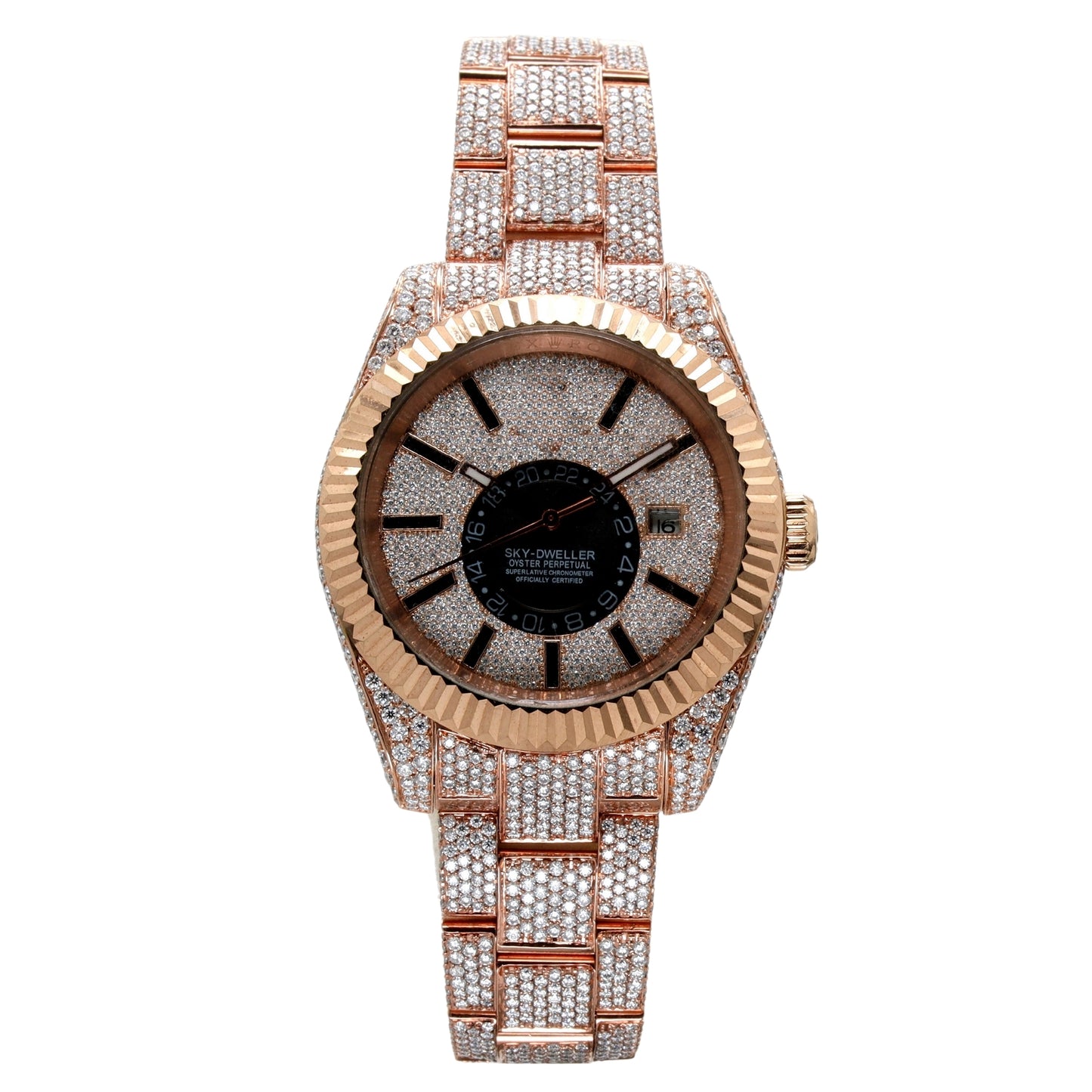 Rose and White Plated Fully Loaded Diamond Watch - Ulight Jewels