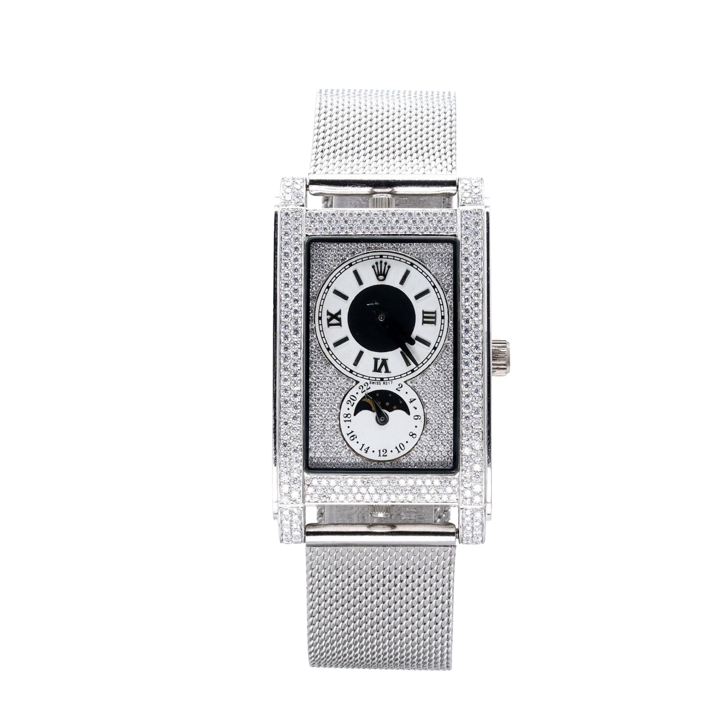 Rectangle Dial Mesh Belt Brilliant Diamond Studded Watch - Ulight Jewels