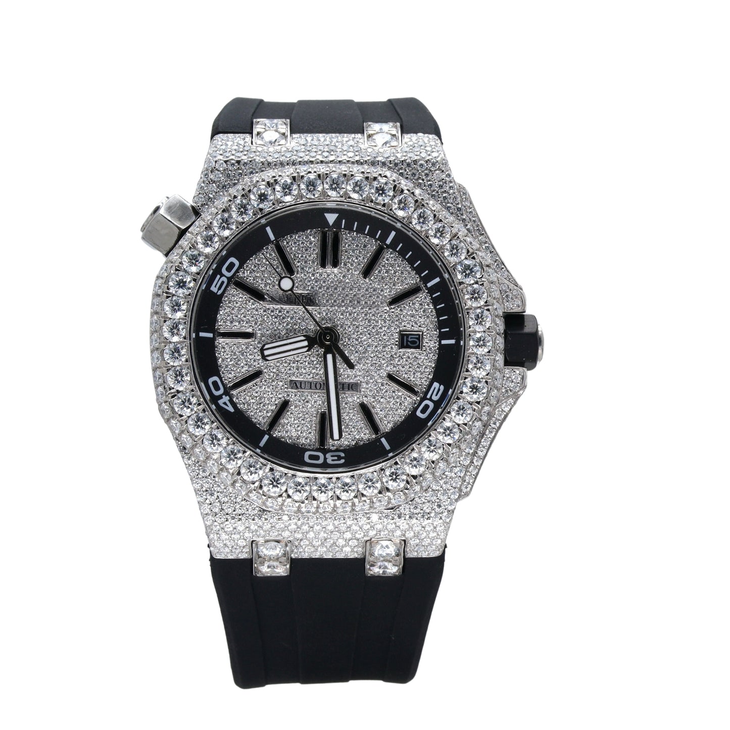 Diamond Black Belt Automatic Watch - Men - Ulight Jewels