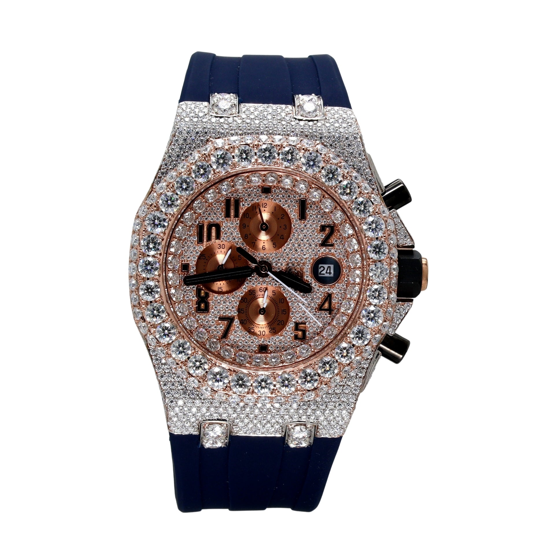 Chronograph Two Tone Rose Gold Plated Luxury Diamond Watch - Ulight Jewels