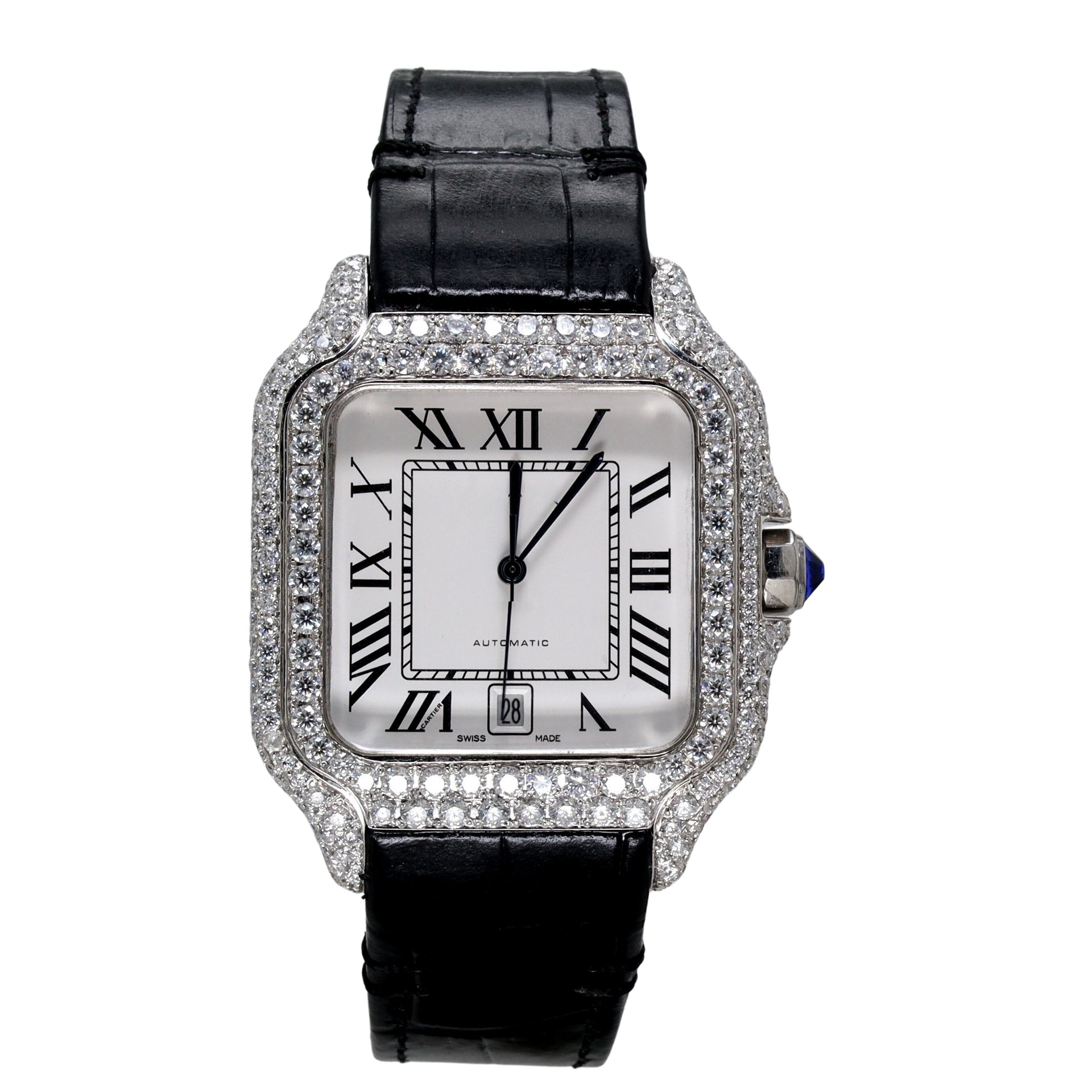 Luxury Black Leather Belt Diamond Watch - Ulight Jewels