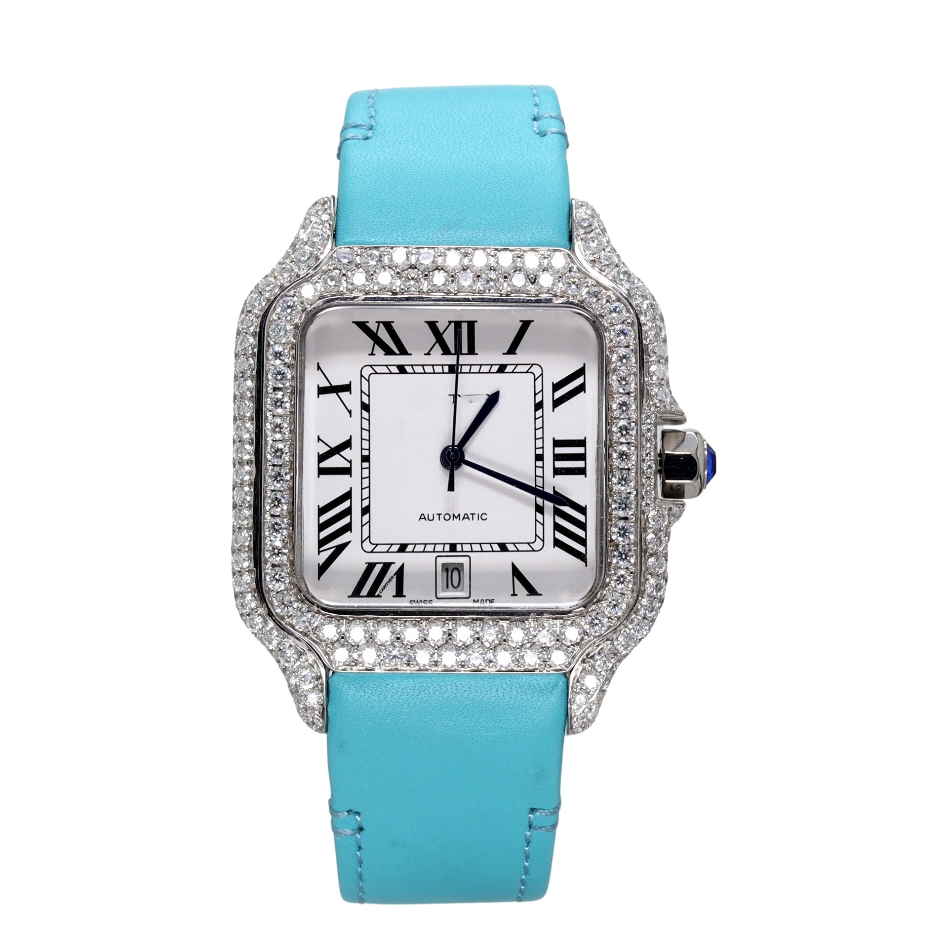 Square White Dial Automatic Luxury Diamond Watch - Ulight Jewels