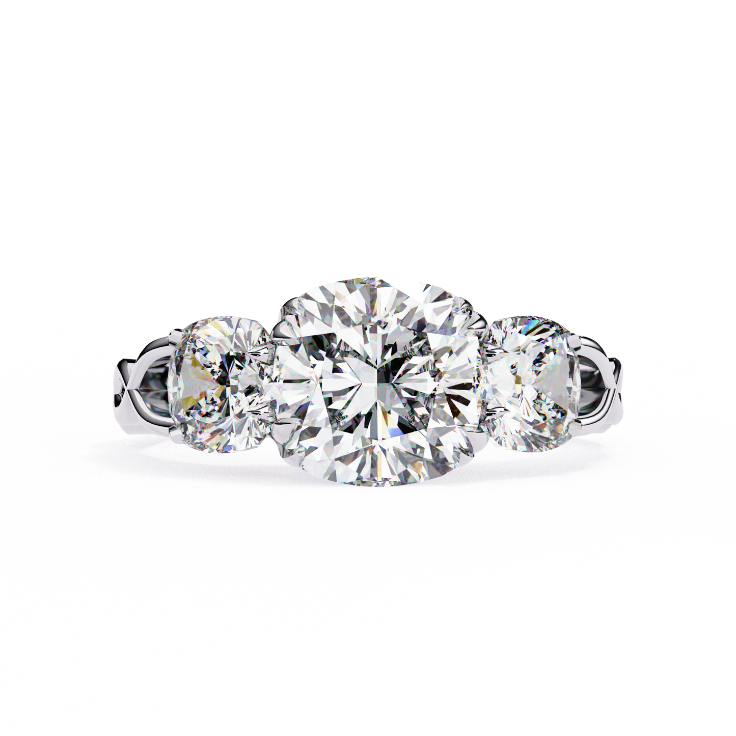 4.00CT 3 Stones Cushion Cut Diamond Engagement Ring