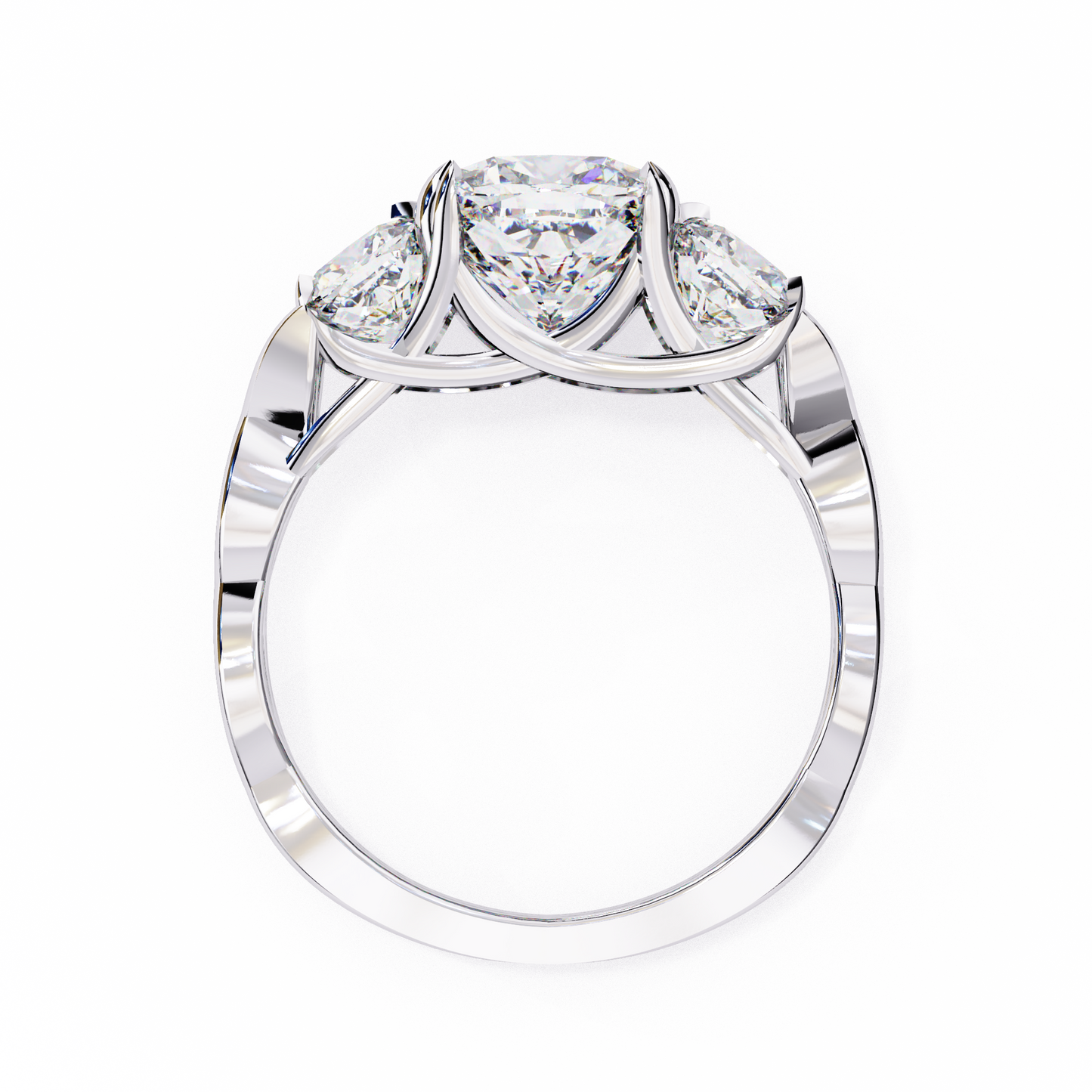 4.00CT 3 Stones Cushion Cut Diamond Engagement Ring