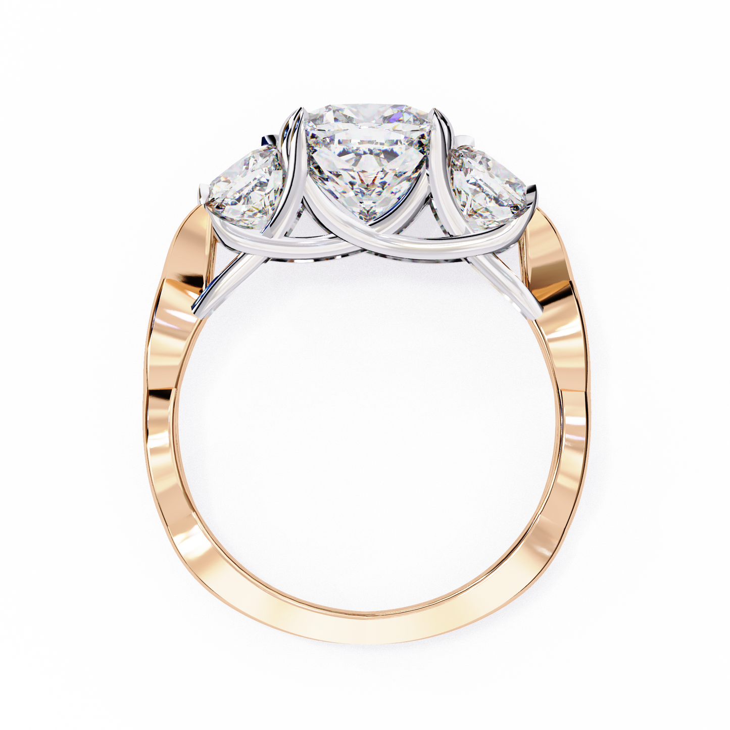 4.00CT 3 Stones Cushion Cut Diamond Engagement Ring