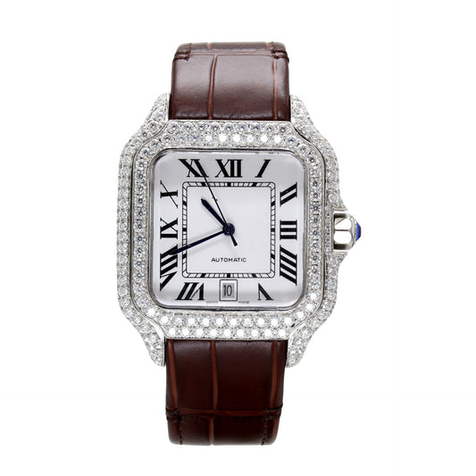 Brown Belt Premium Quality Automatic Diamond Watch - Ulight Jewels