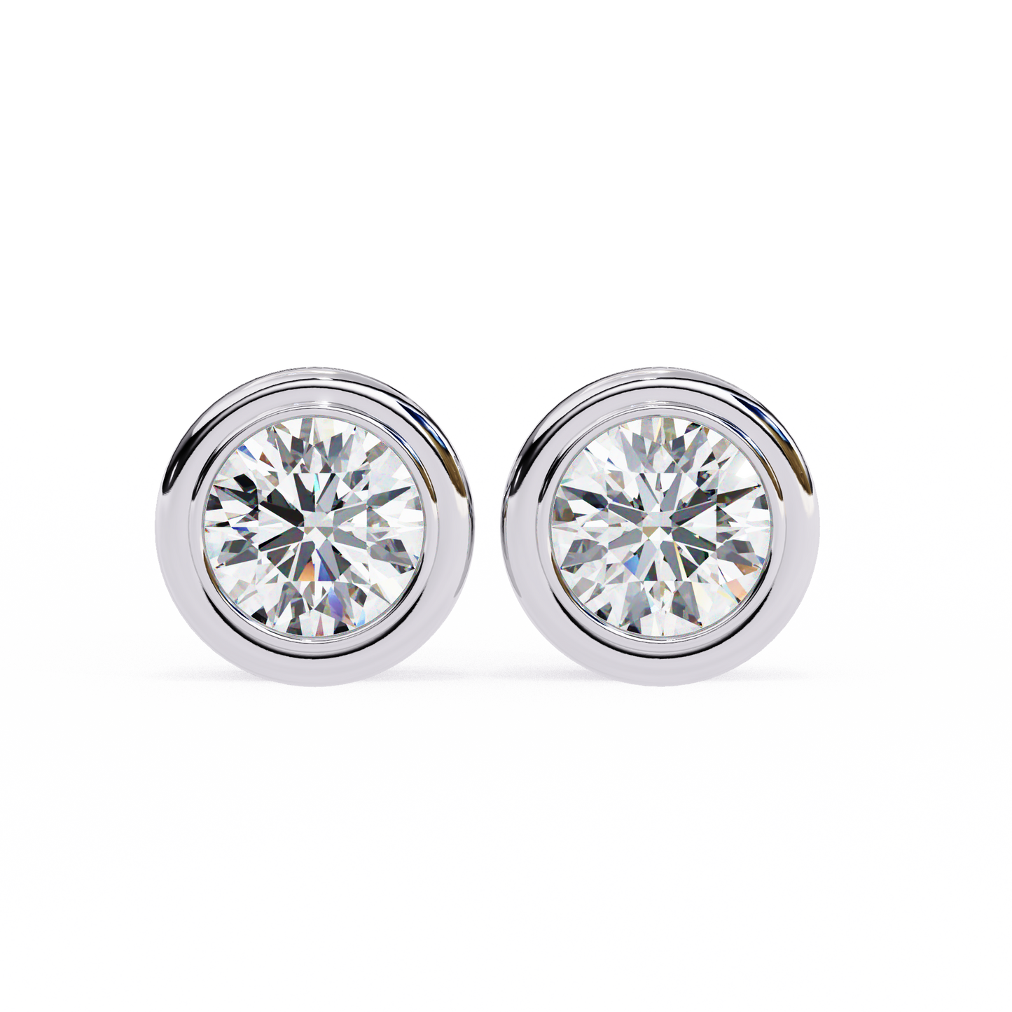 2.50 CT Round Cut Diamond Bezel Set Stud Earrings