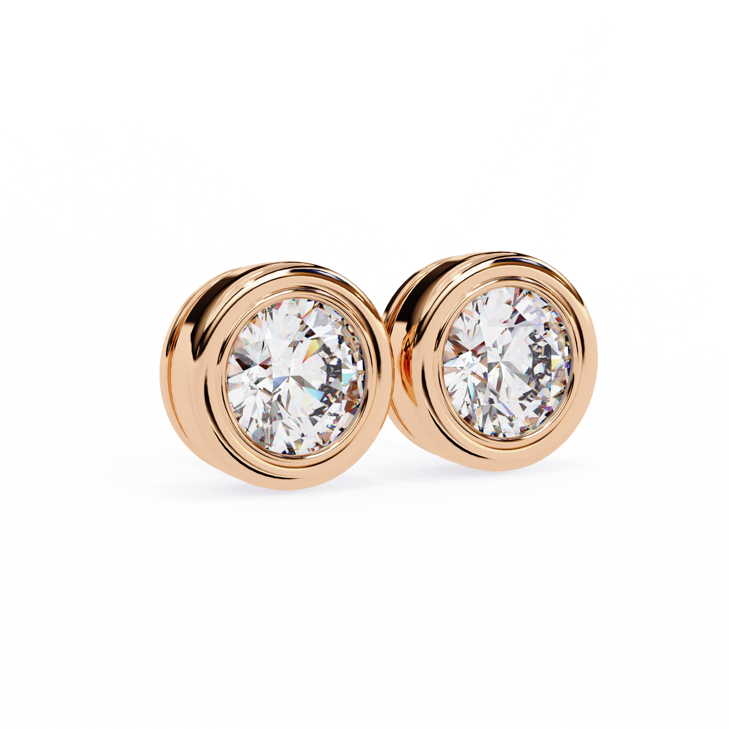 2.50 CT Round Cut Diamond Bezel Set Stud Earrings