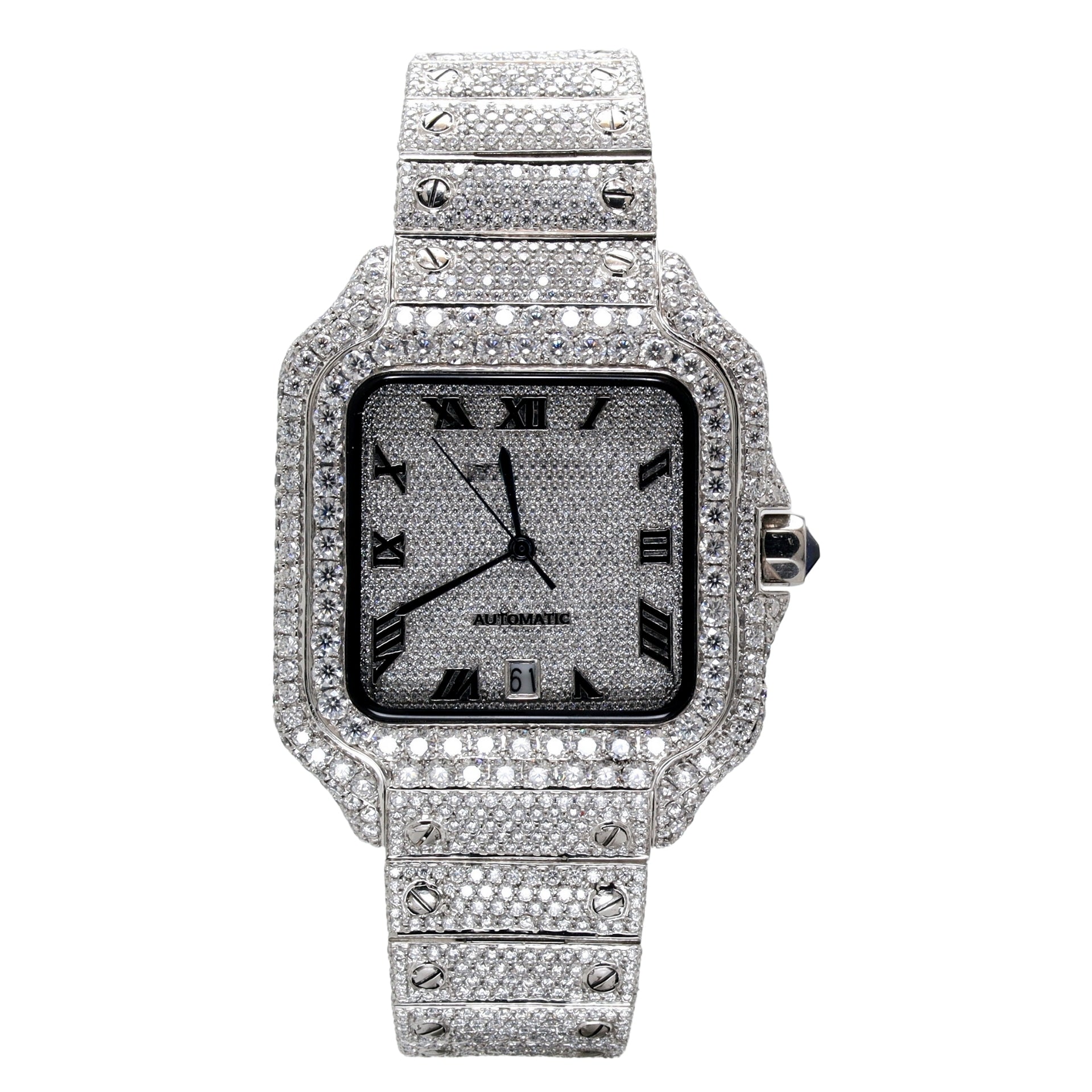 Luxury Square Roman Dial Automatic Diamond Watch - Ulight Jewels