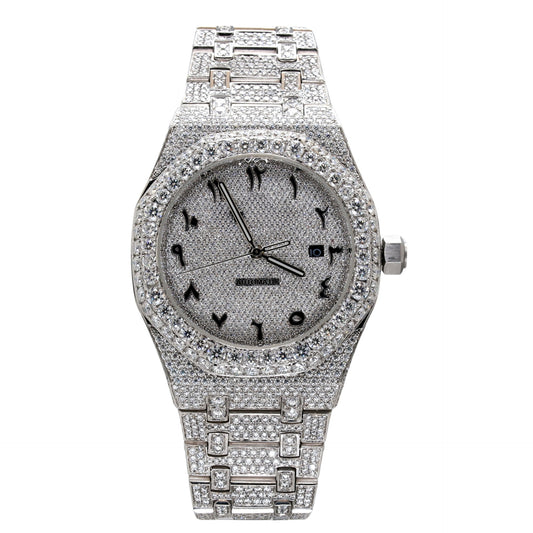 SS White Arabic Dial Automatic Studded Diamond Watch - Ulight Jewels