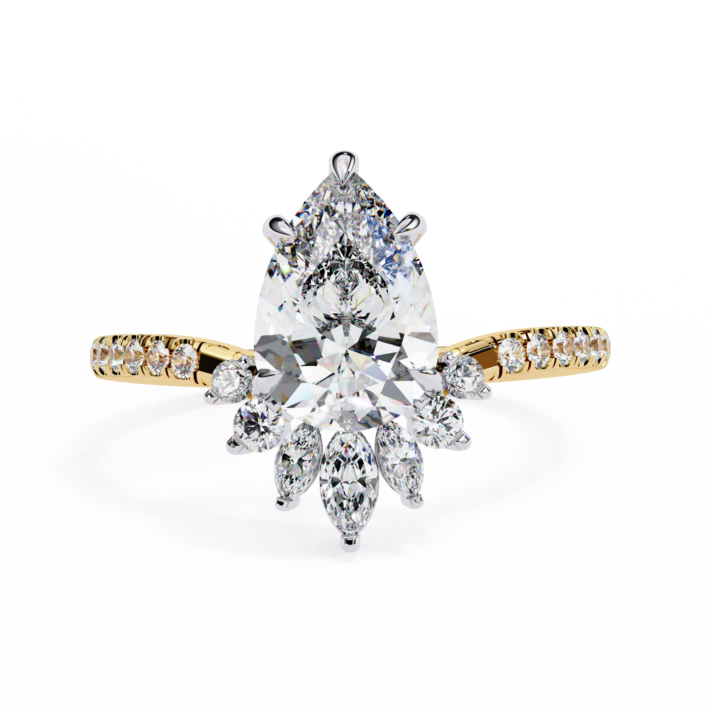 1.75 CT Pear Cut Diamond Engagement Ring