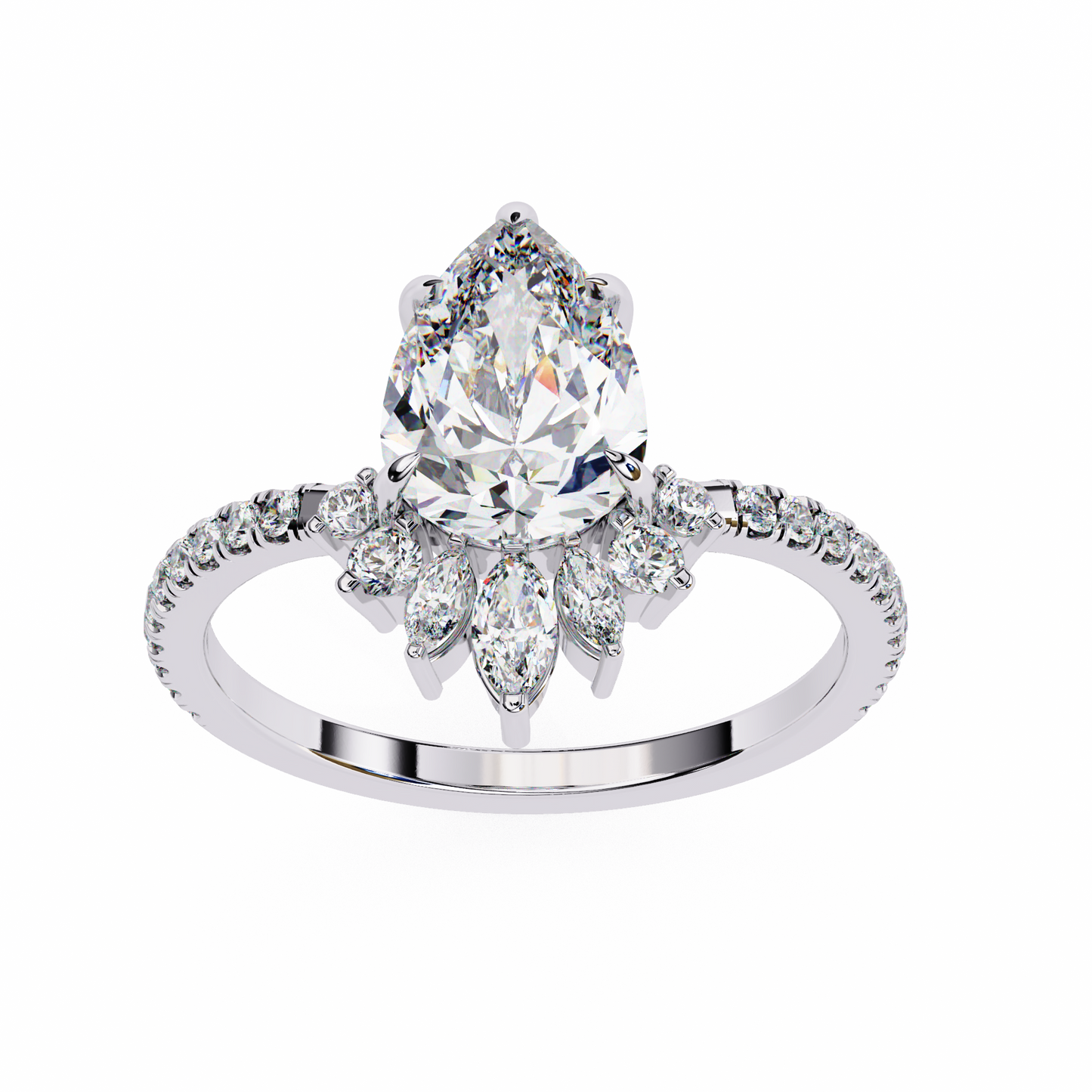 1.75 CT Pear Cut Diamond Engagement Ring