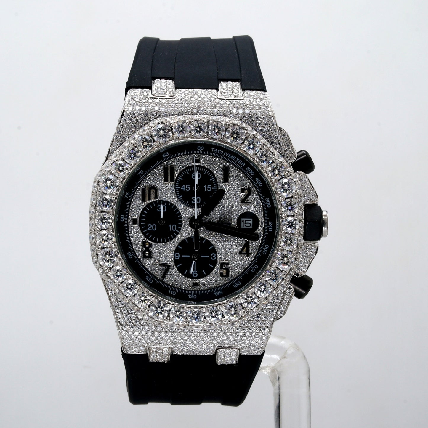 Luxury Black Color Silicone Strap Diamond Watch - Ulight Jewels