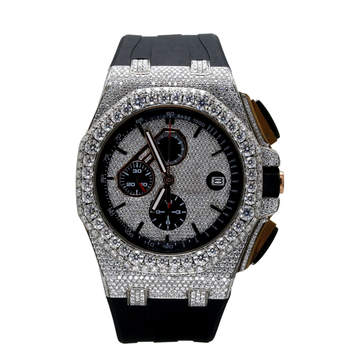 Glamorous Black Silicone Strap Brilliant Diamond Watch - Ulight Jewels