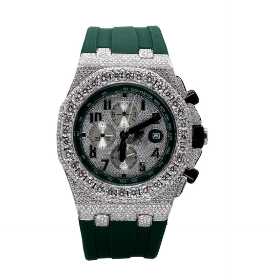 Luxury Green Strap Diamond Studded Watch For Men - Ulight Jewels