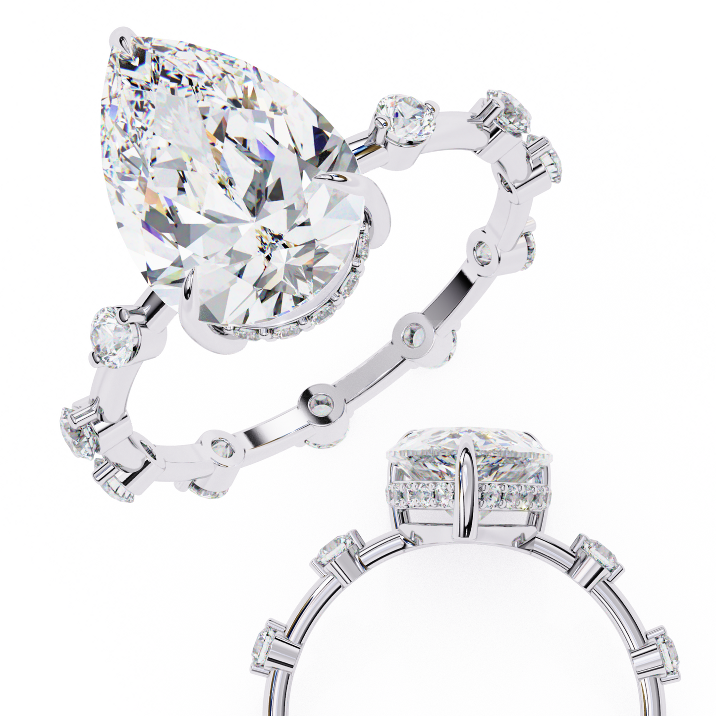 3.00 CT Round  Cut Diamond Engagement Ring