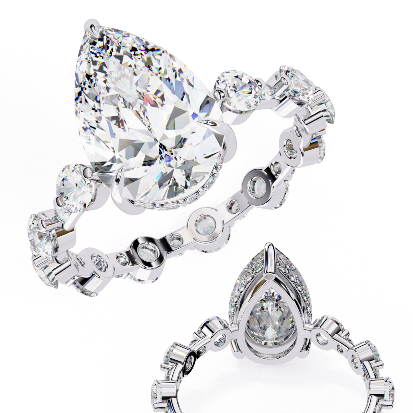 3.00 CT Pear Cut Diamond Engagement Ring