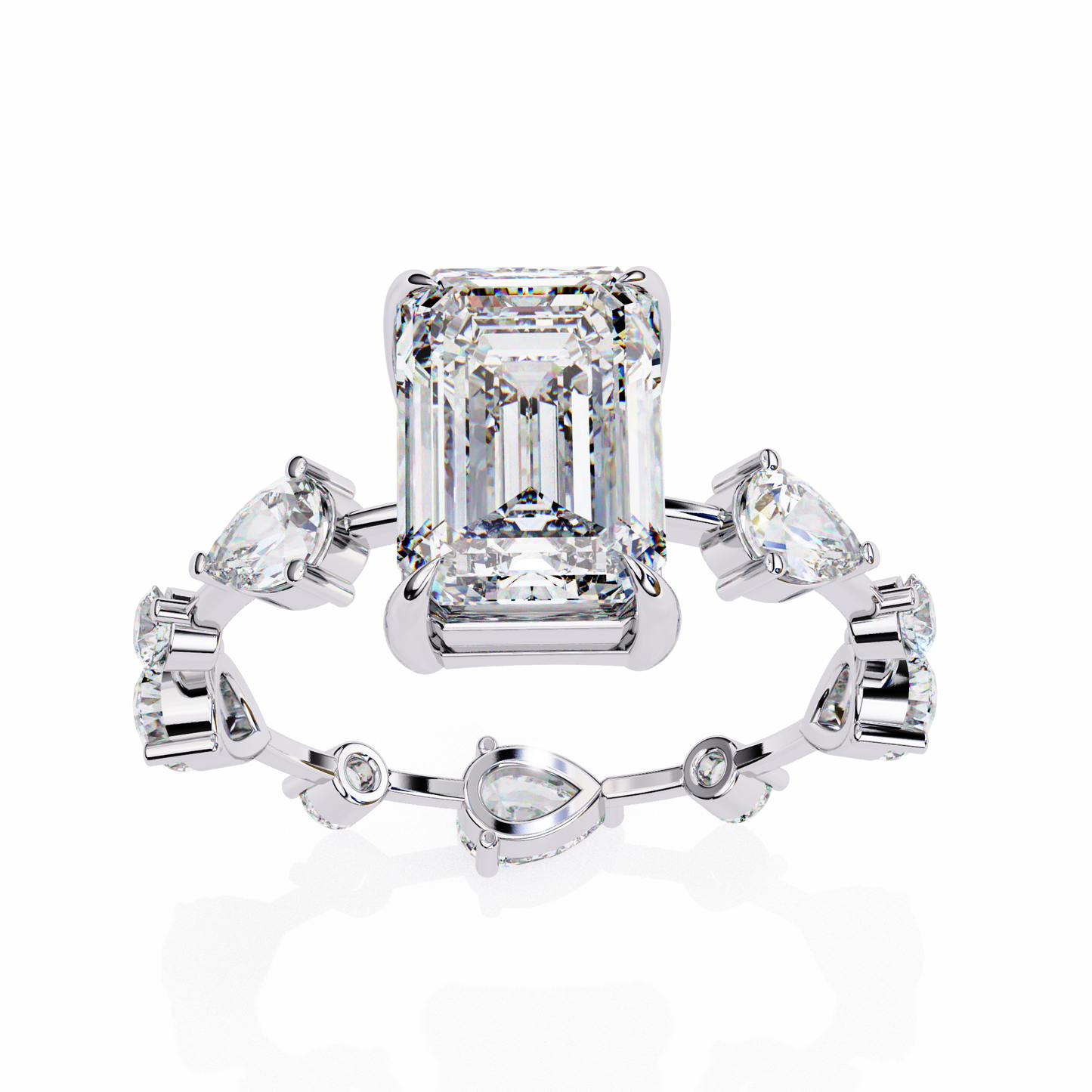 2.25 CT Emerald Cut Diamond Engagement Ring