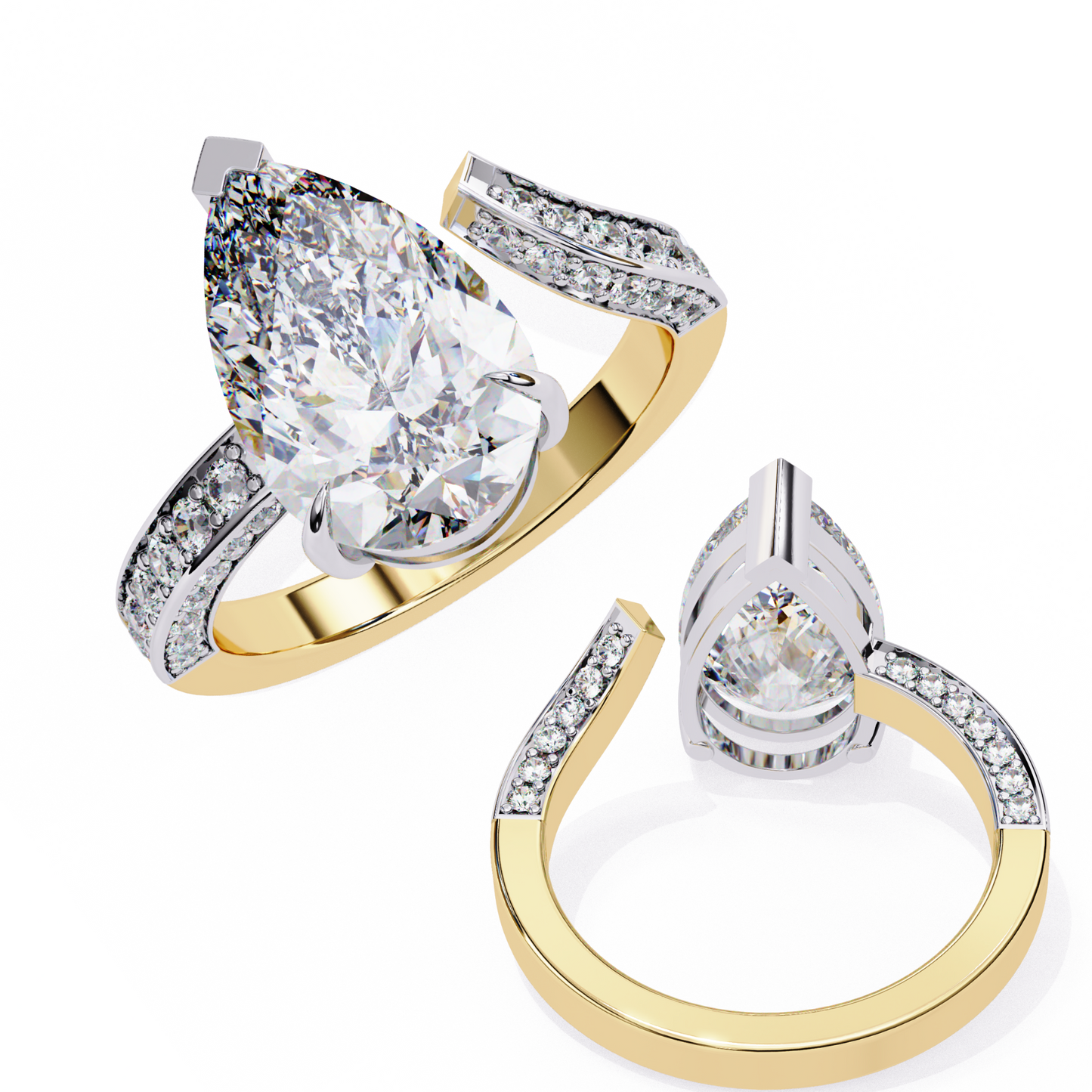 3.00 CT Pear Cut Diamond Engagement Ring