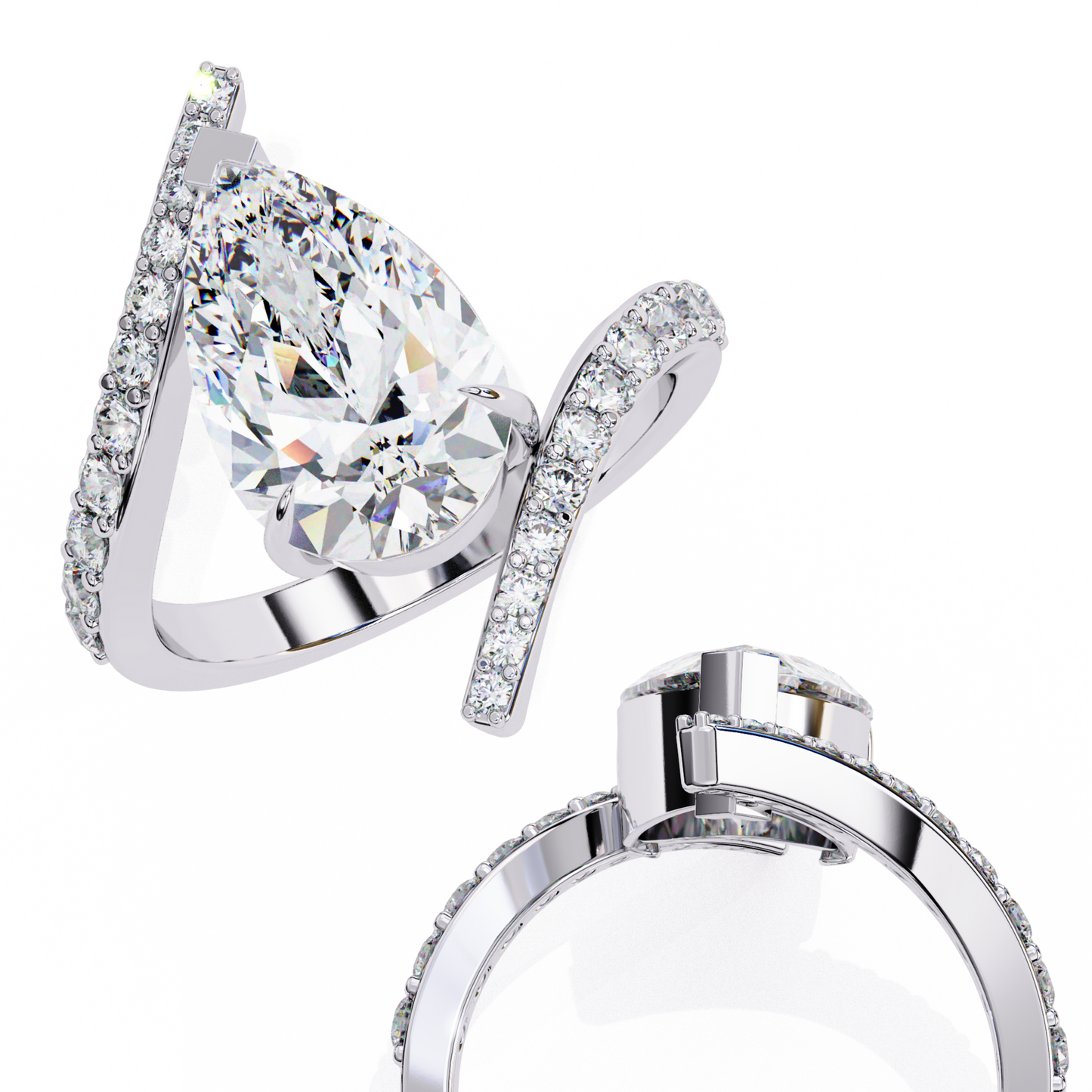 3.00 CT Pear Cut Diamond Engagement Ring