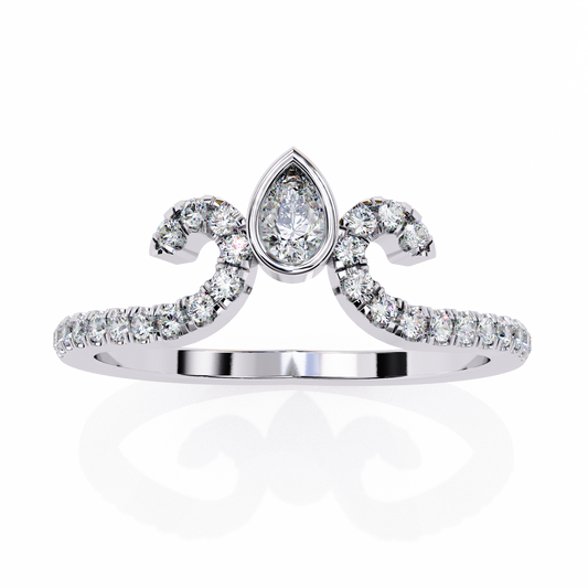 0.30 CT PEAR & Round Cut Diamond Engagement Band - Ulight Jewels