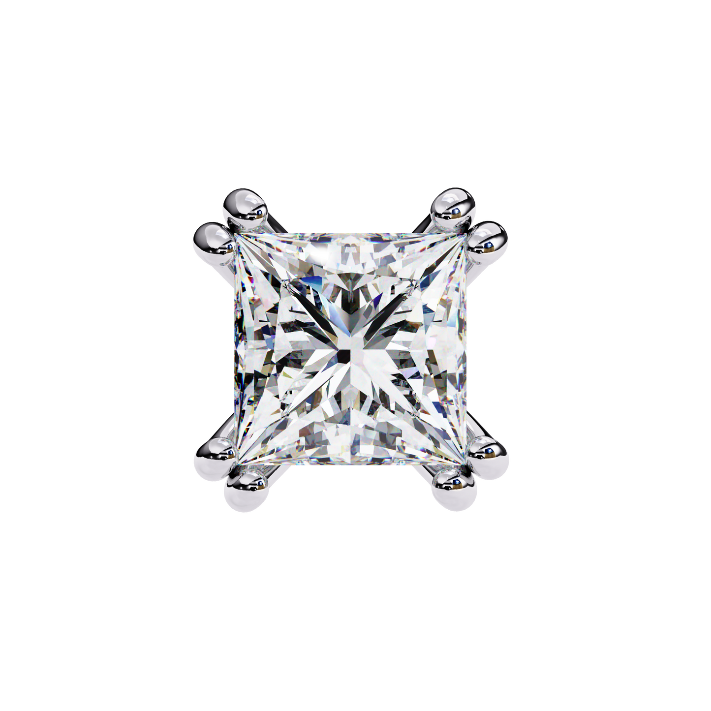 3.00 CT Princess Cut Diamond Stud Earrings