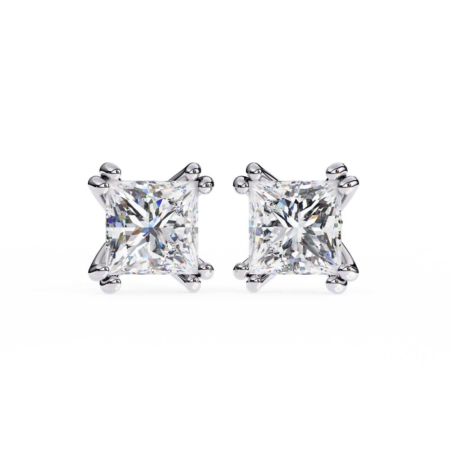 3.00 CT Princess Cut Diamond Stud Earring - Ulight Jewels