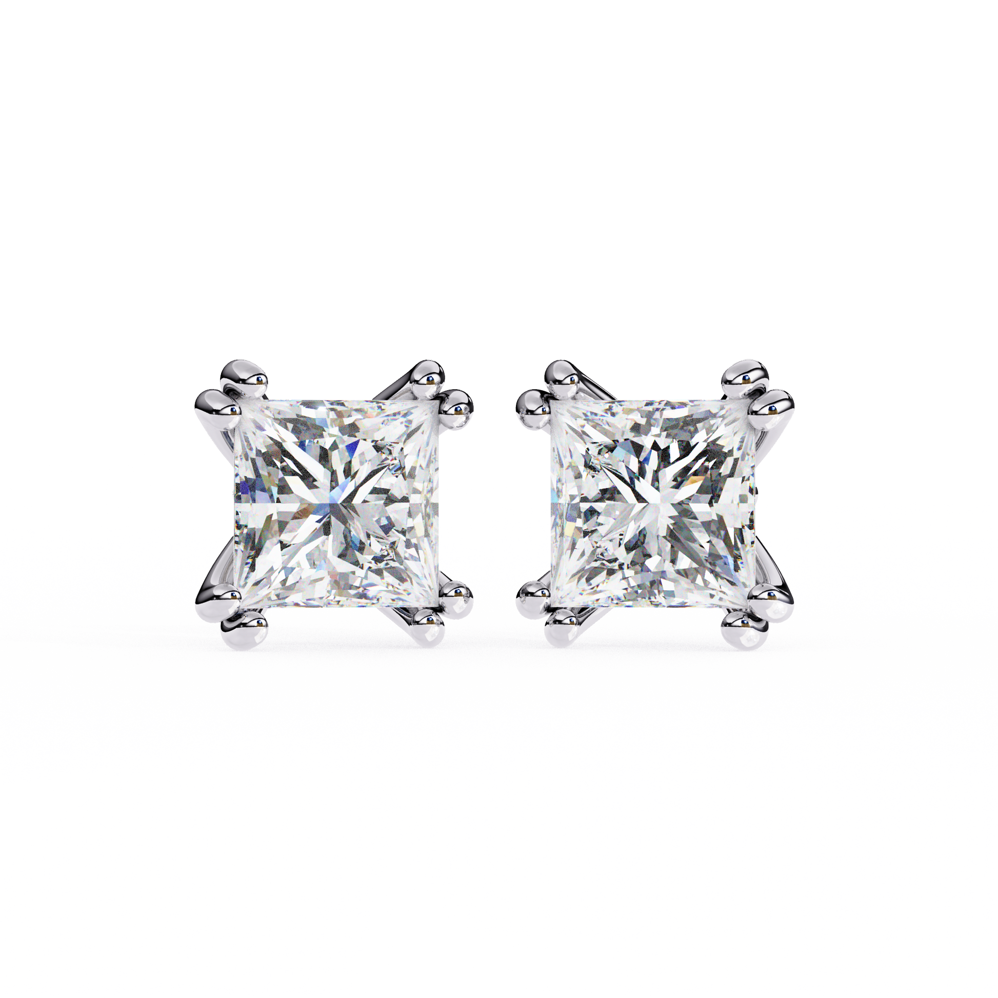 3.00 CT Princess Cut Diamond Stud Earring - Ulight Jewels