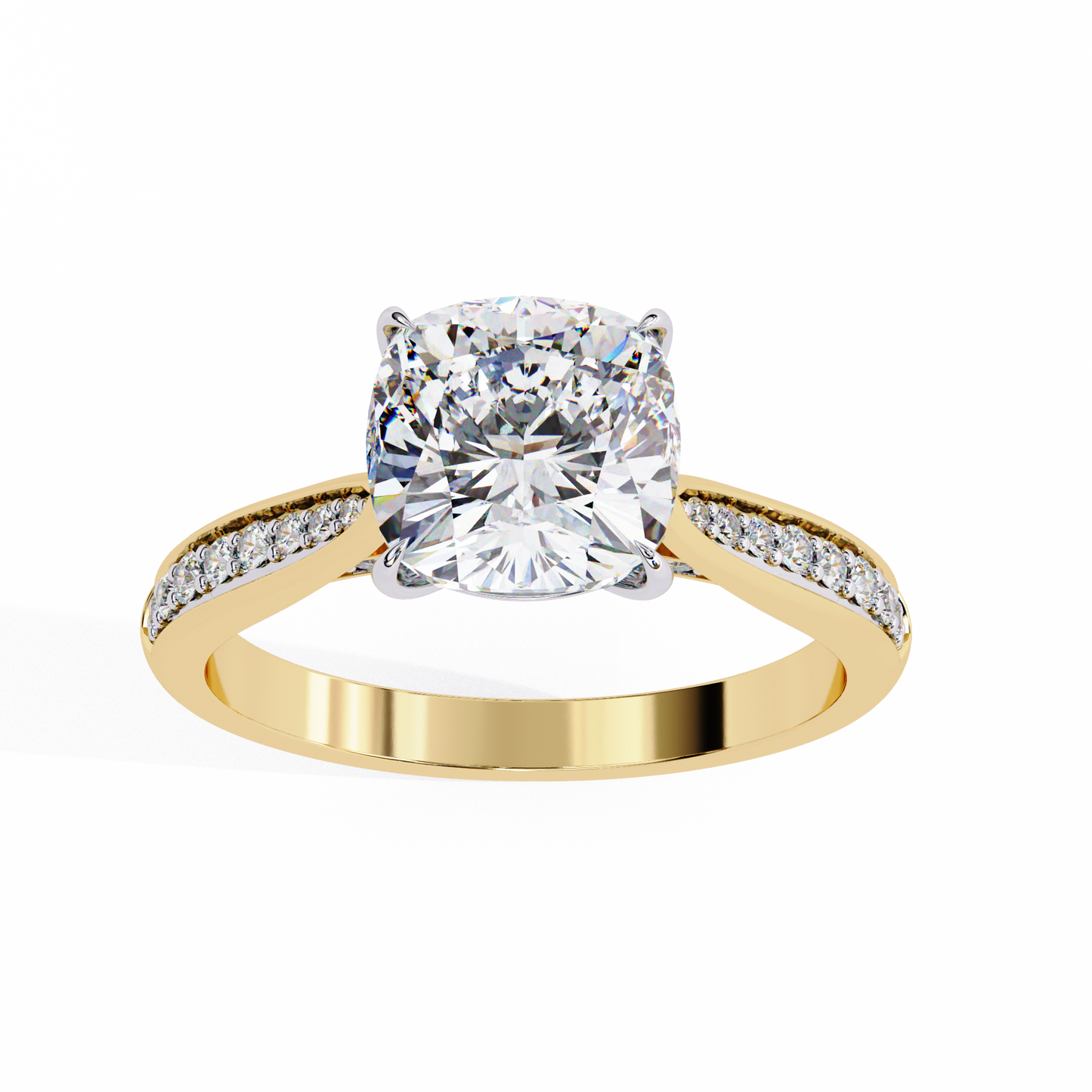 3.00  CT Cushion Cut Diamond Wedding Rings