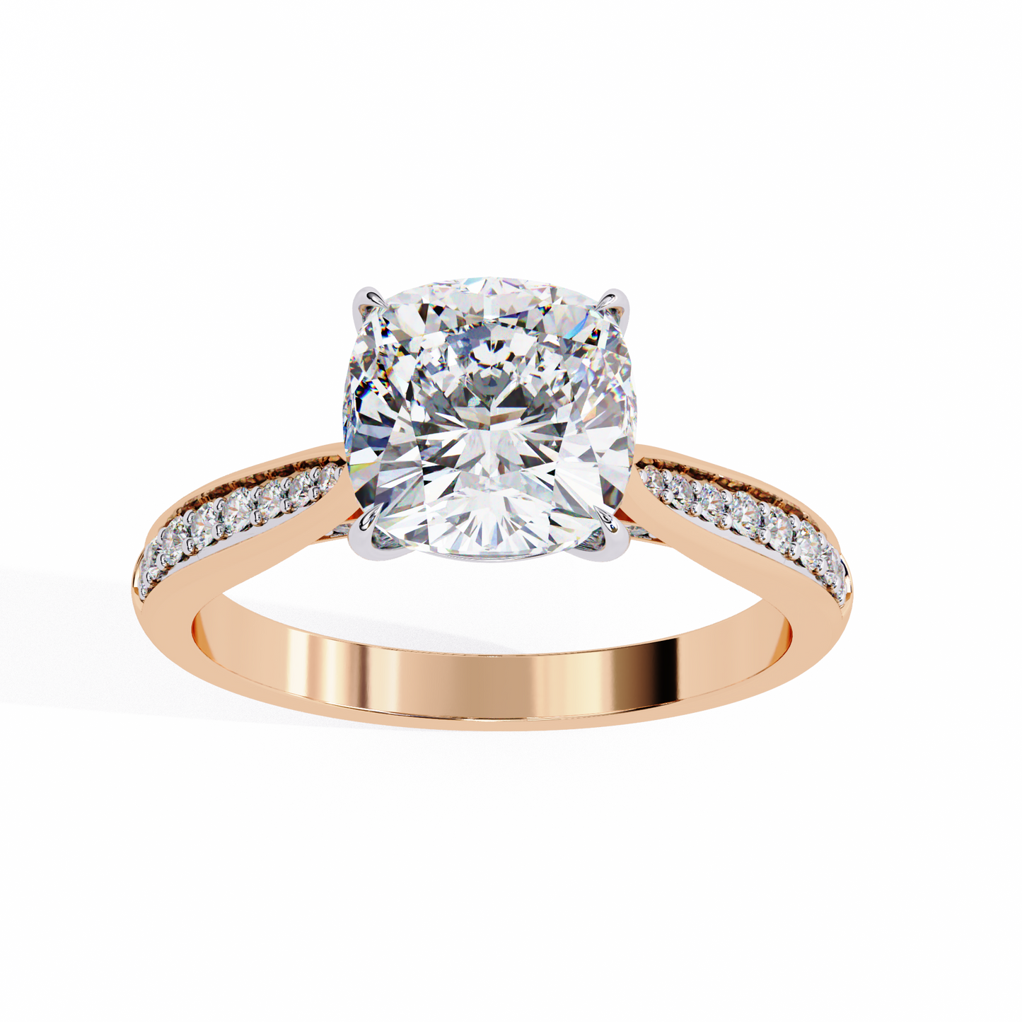 3.00  CT Cushion Cut Diamond Wedding Rings