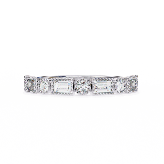 0.35 CT Round & Baguette Cut Diamond Engagement Band - Ulight Jewels