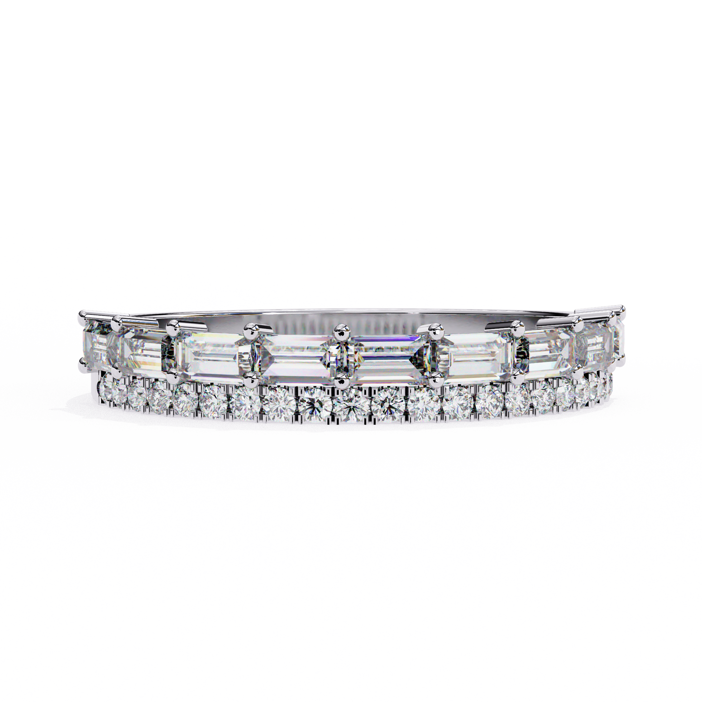 1.00  CT Baguette & Round Cut Diamond Engagement Band - Ulight Jewels