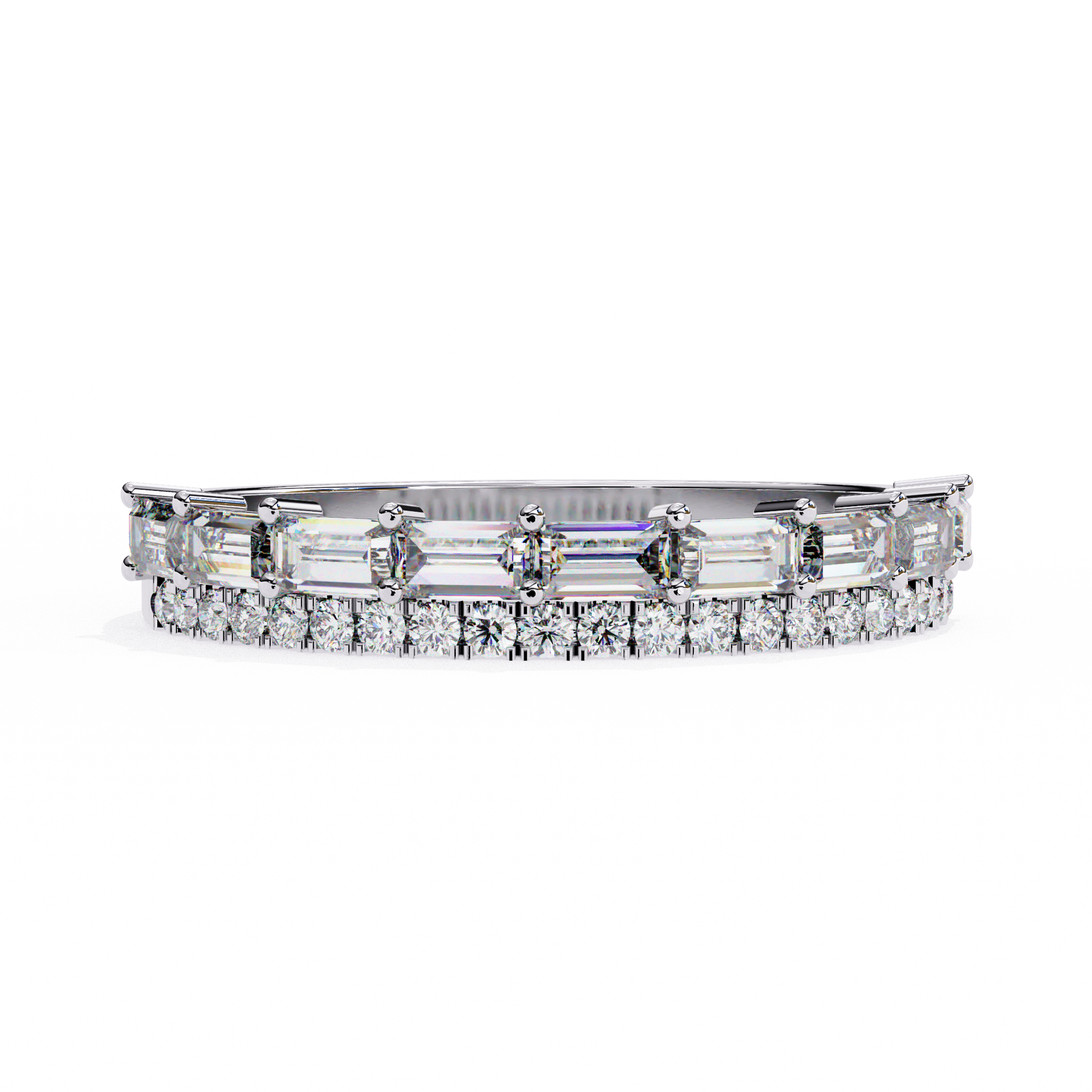 1.00  CT Baguette & Round Cut Diamond Engagement Band - Ulight Jewels