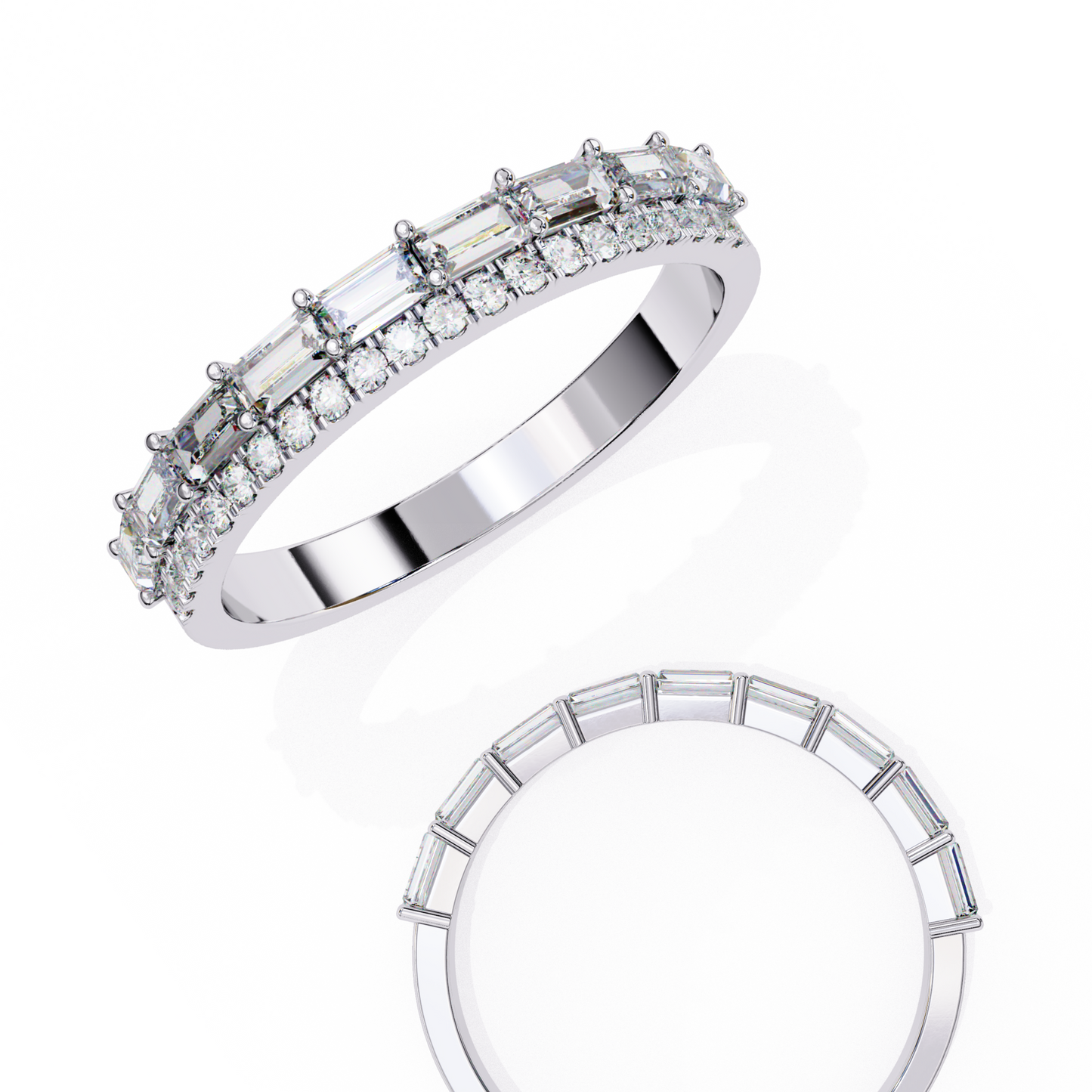 1.00  CT Baguette & Round Cut Diamond Engagement Band