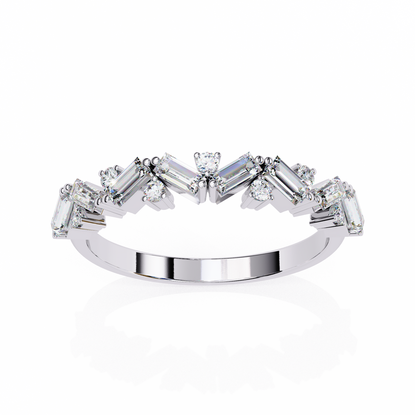 0.60 CT Round & Baguette Cut Diamond Engagement Band