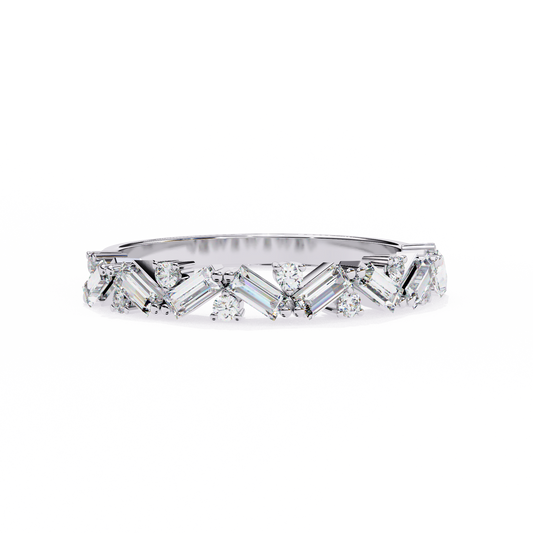 0.60 CT Round & Baguette Cut Diamond Engagement Band - Ulight Jewels