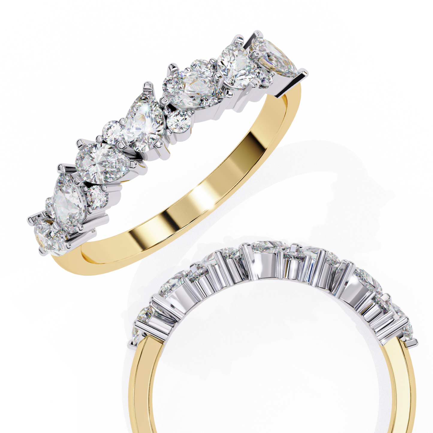 1.35  CT Pear & Round Cut Diamond Engagement Band