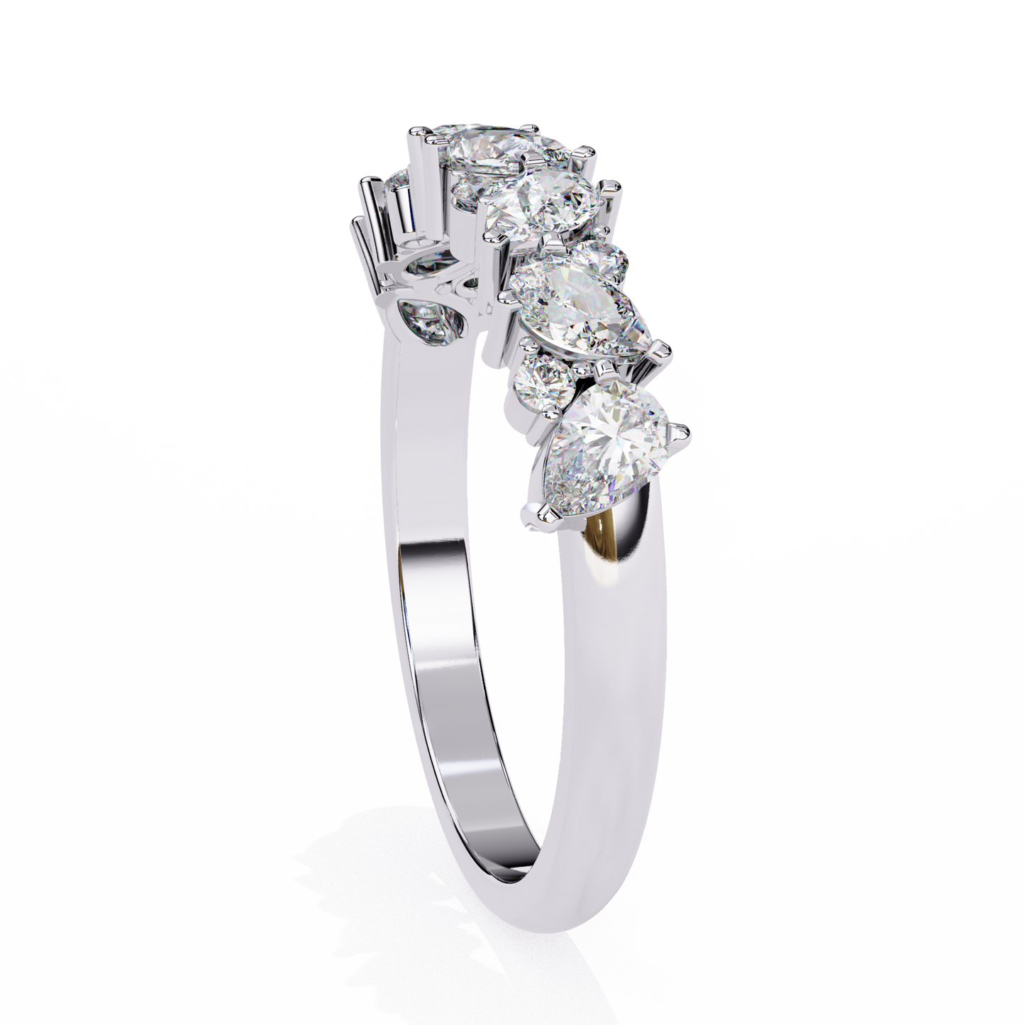 1.35  CT Pear & Round Cut Diamond Engagement Band