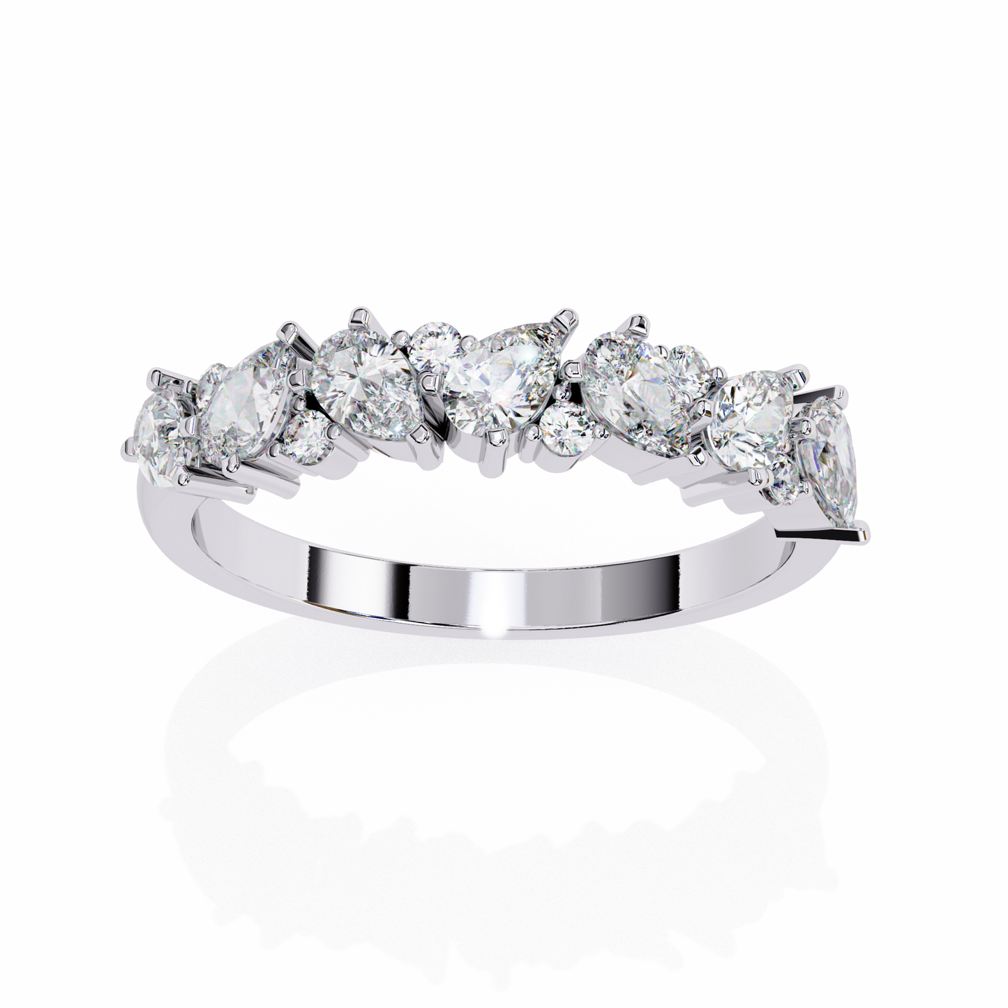 1.35  CT Pear & Round Cut Diamond Engagement Band