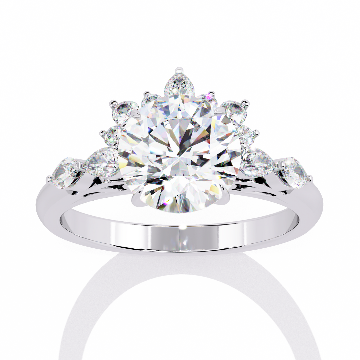 3.35  CT Round Cut Diamond Engagement Ring