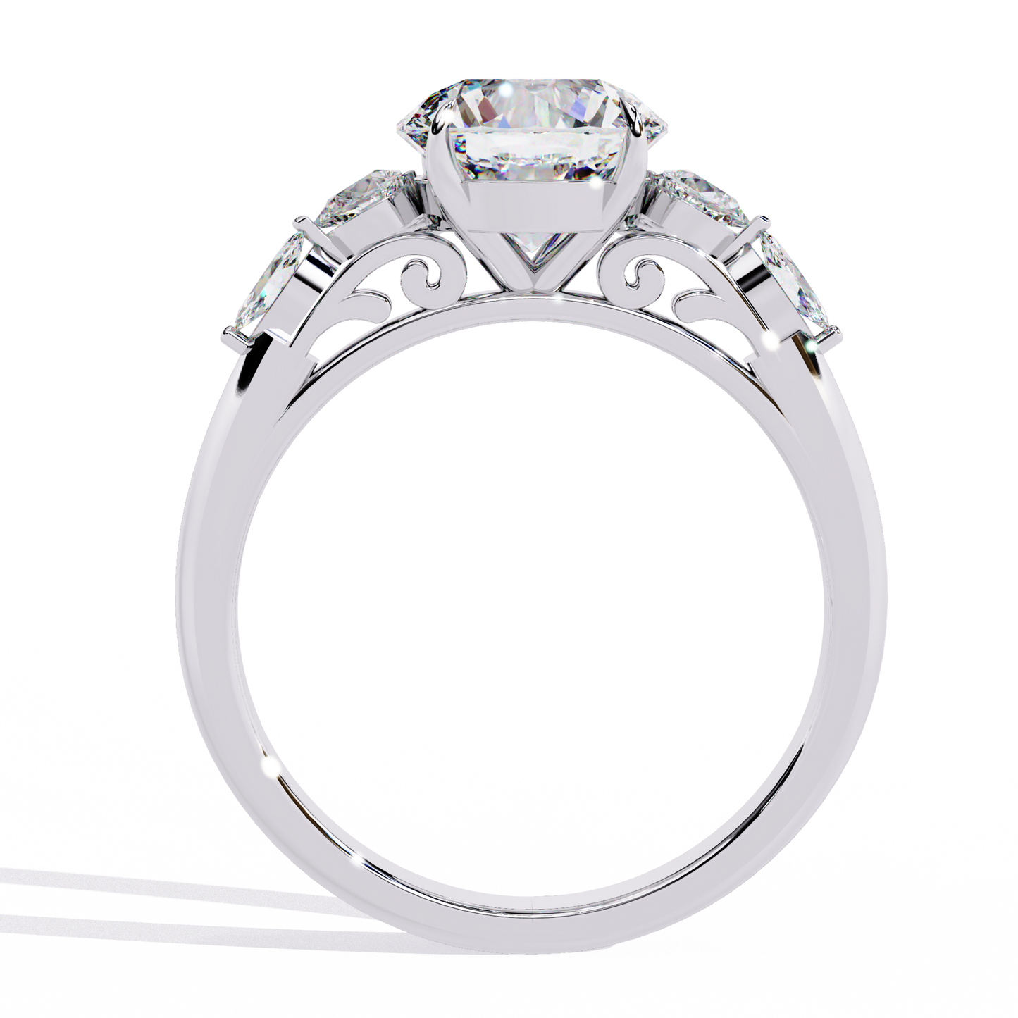 3.35  CT Round Cut Diamond Engagement Ring