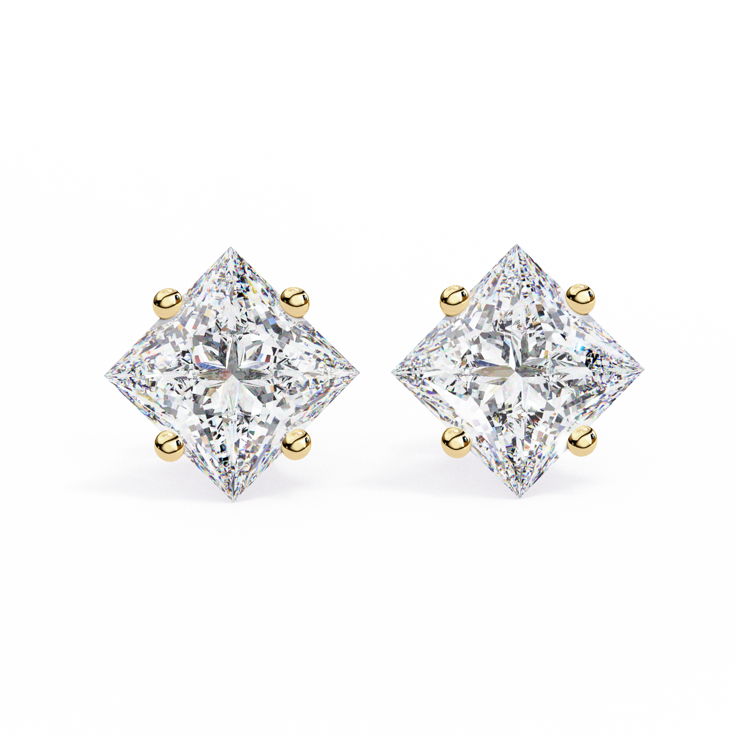 2.50 CT Princess Cut Diamond Stud Earrings