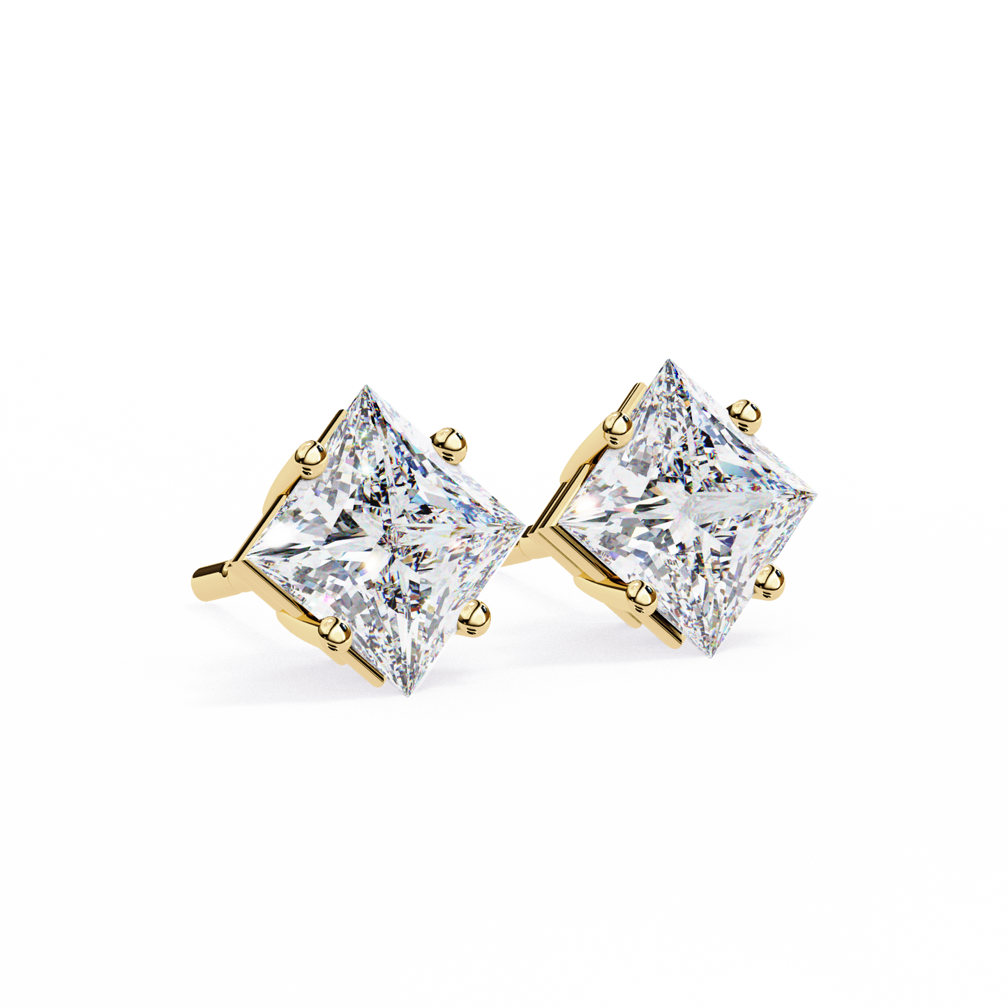 2.50 CT Princess Cut Diamond Stud Earrings