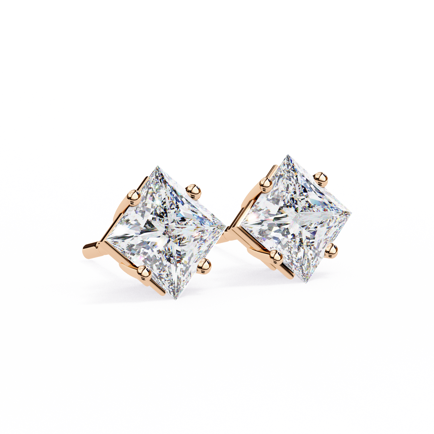 2.50 CT Princess Cut Diamond Stud Earrings