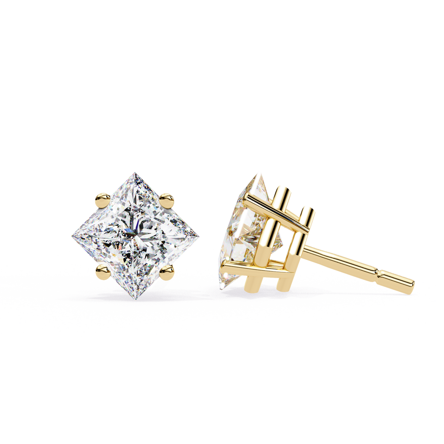 2.50 CT Princess Cut Diamond Stud Earrings