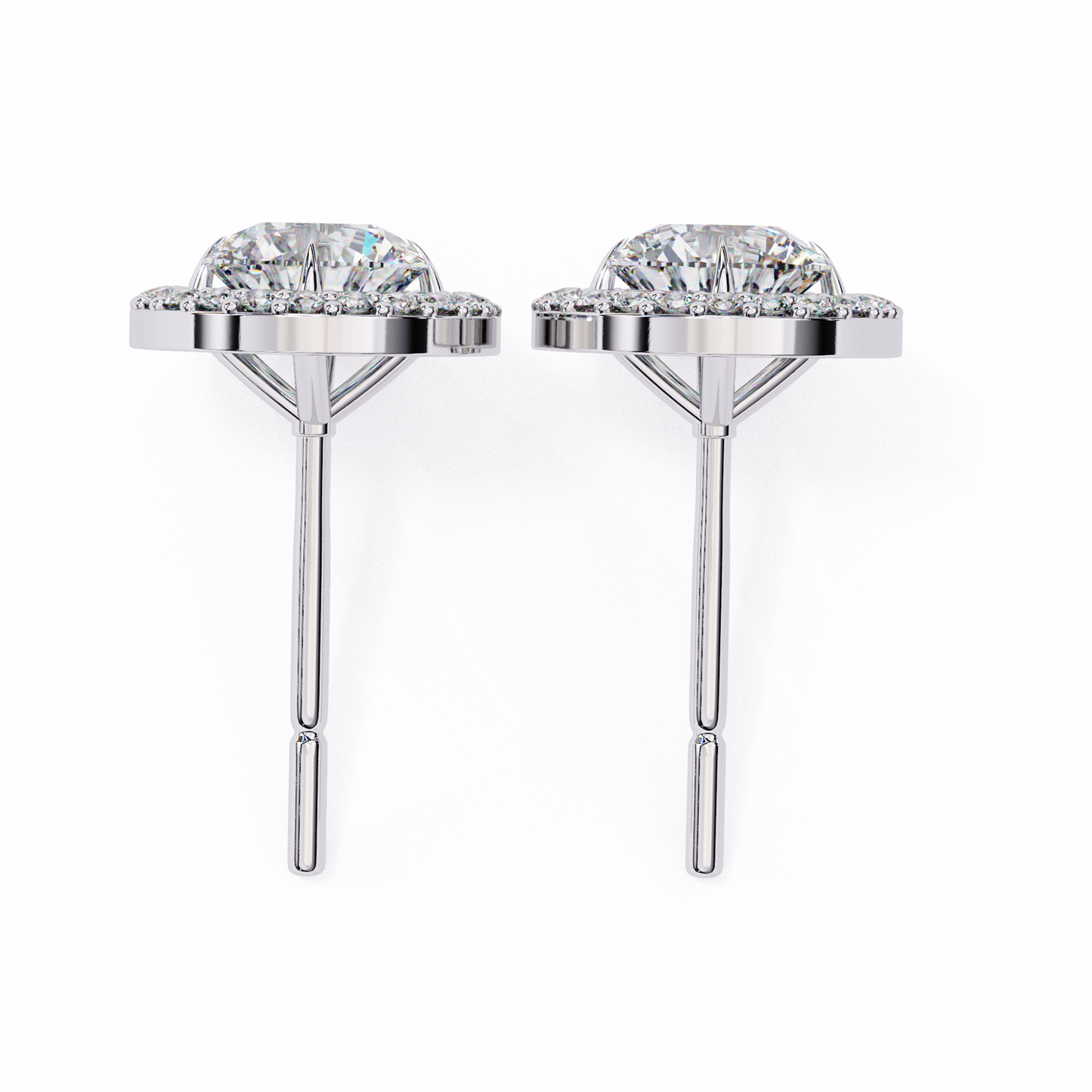 1.95 CT Round Cut Diamond Halo Stud Earrings