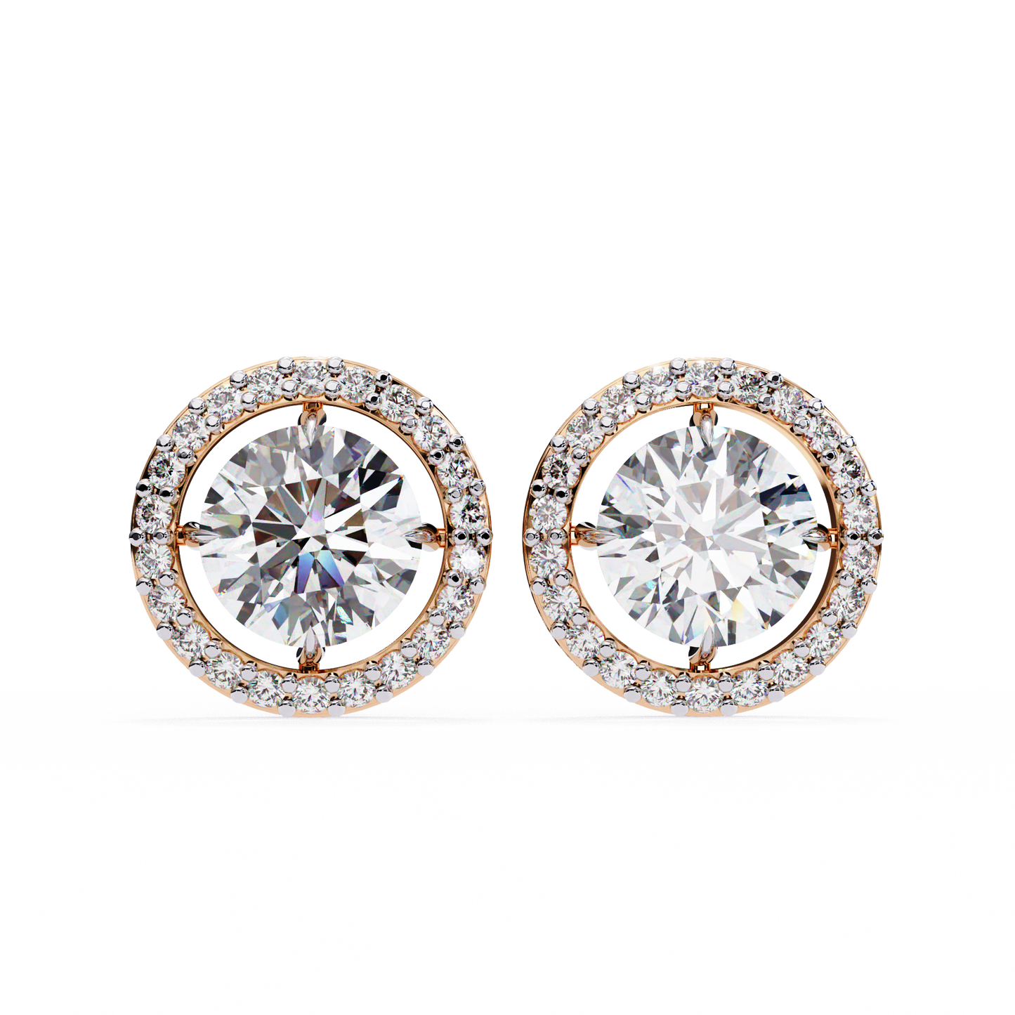 1.95 CT Round Cut Diamond Halo Stud Earrings