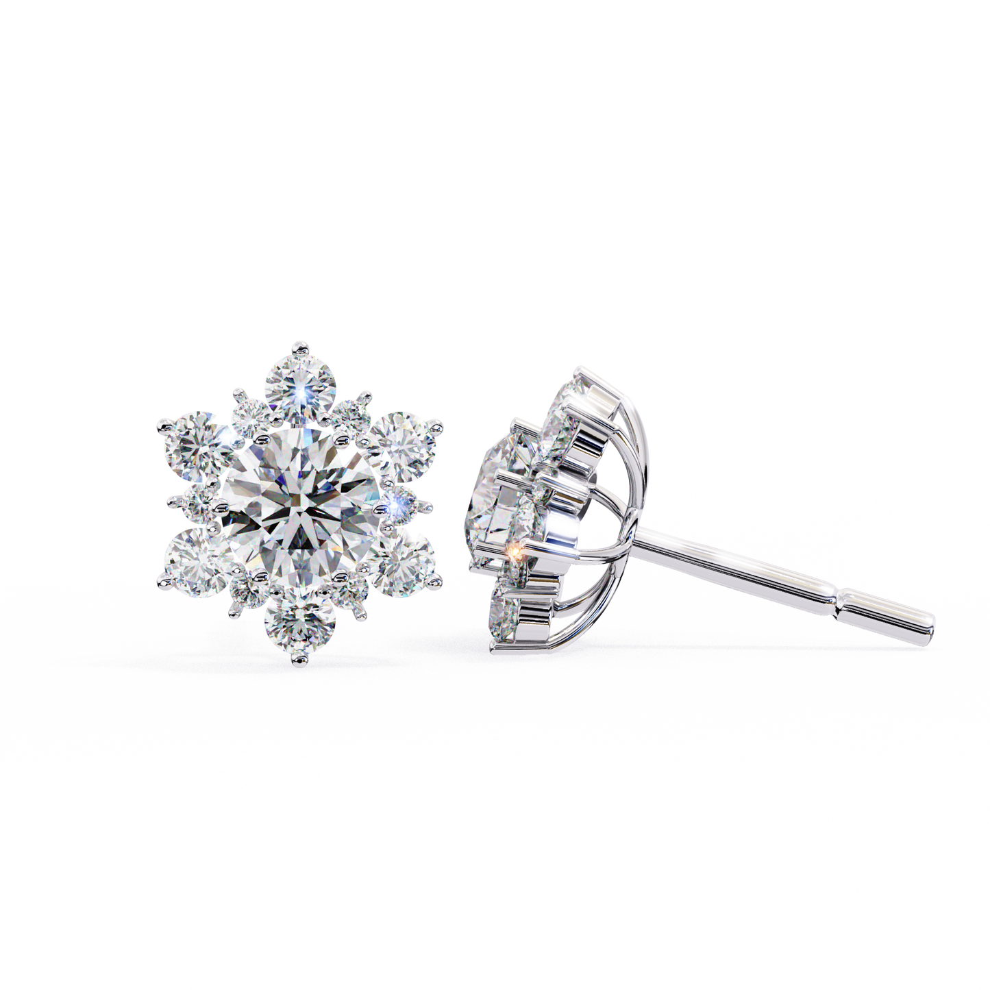 0.75 CT  Round Cut Diamond Stud Earrings